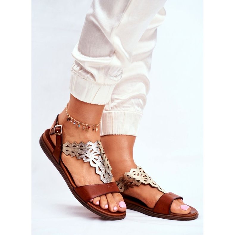 Sandali Donna Bassi Sergio Leone Marrone SK035 argento 1