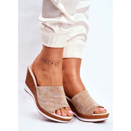 Ciabatte Da Donna Con Zeppa Sergio Leone Beige SK320 giallo 1