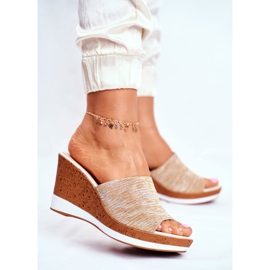 Ciabatte Da Donna Con Zeppa Sergio Leone Beige SK320 giallo 2