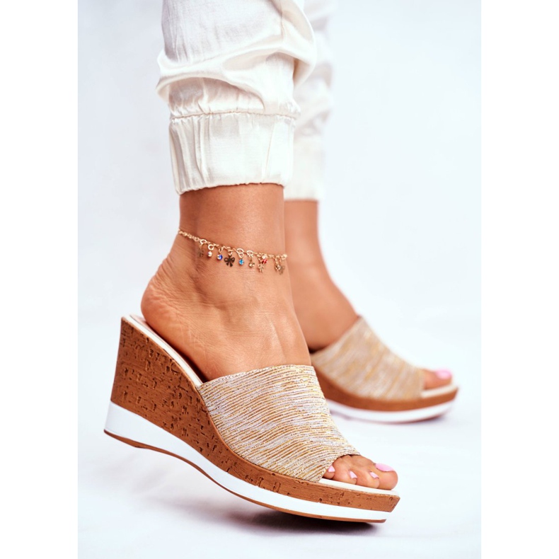 Ciabatte Da Donna Con Zeppa Sergio Leone Beige SK320 giallo 2