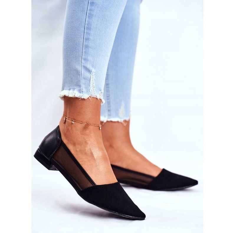 EVE Ballerine Da Donna Con Rete Scamosciata Nero Fibe 2