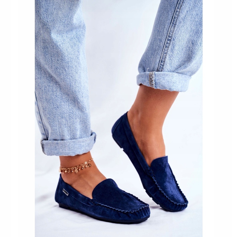 Vinceza Mocassini Donna Pelle Scamosciata Blu Papito 1