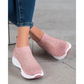 Kayla Scarpe sportive con cristalli rosa 1