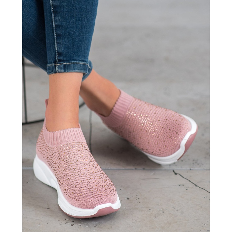 Kayla Scarpe sportive con cristalli rosa 1