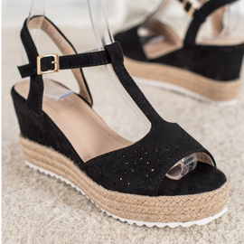 Small Swan Sandali espadrillas traforati nero 2