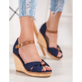 SHELOVET Sandali con tacco alto blu 1