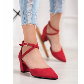Evento Décolleté in pelle scamosciata rosso 1
