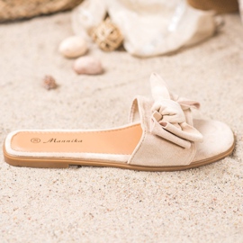 Mannika Pantofole Con Fiocco marrone 1