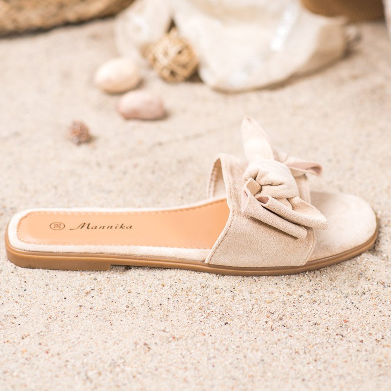 Mannika Pantofole Con Fiocco marrone 1