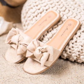 Mannika Pantofole Con Fiocco marrone 2