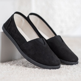 SHELOVET Slip in pelle scamosciata nero 1