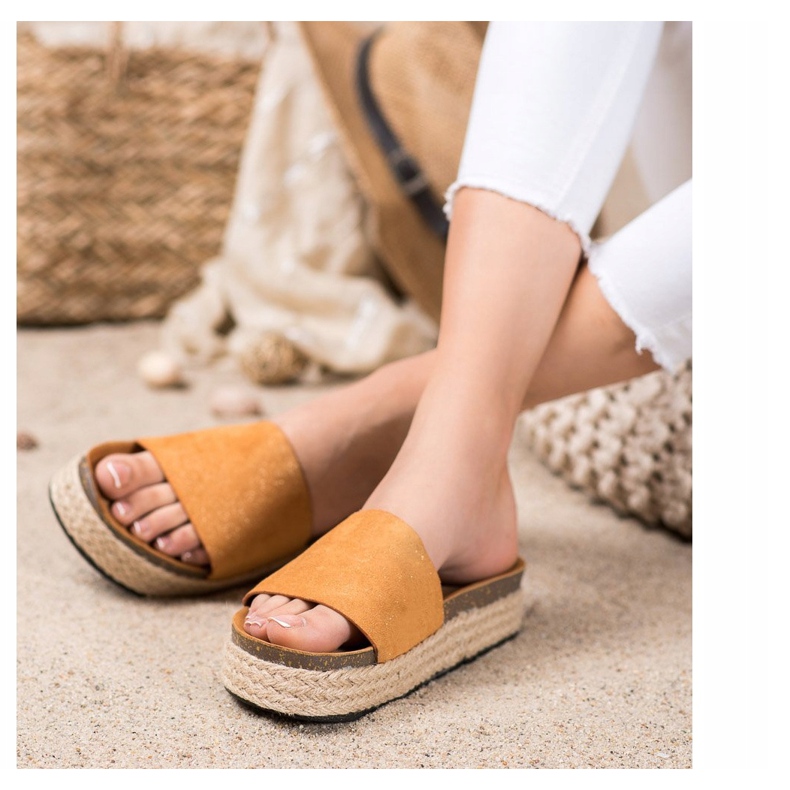 SHELOVET Pantofole Espadrillas Con Glitter marrone 2