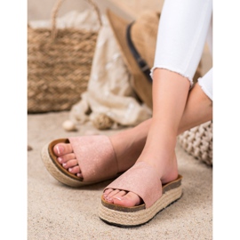 SHELOVET Pantofole Espadrillas Con Glitter rosa 2