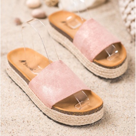 SHELOVET Pantofole Espadrillas Con Glitter rosa 1