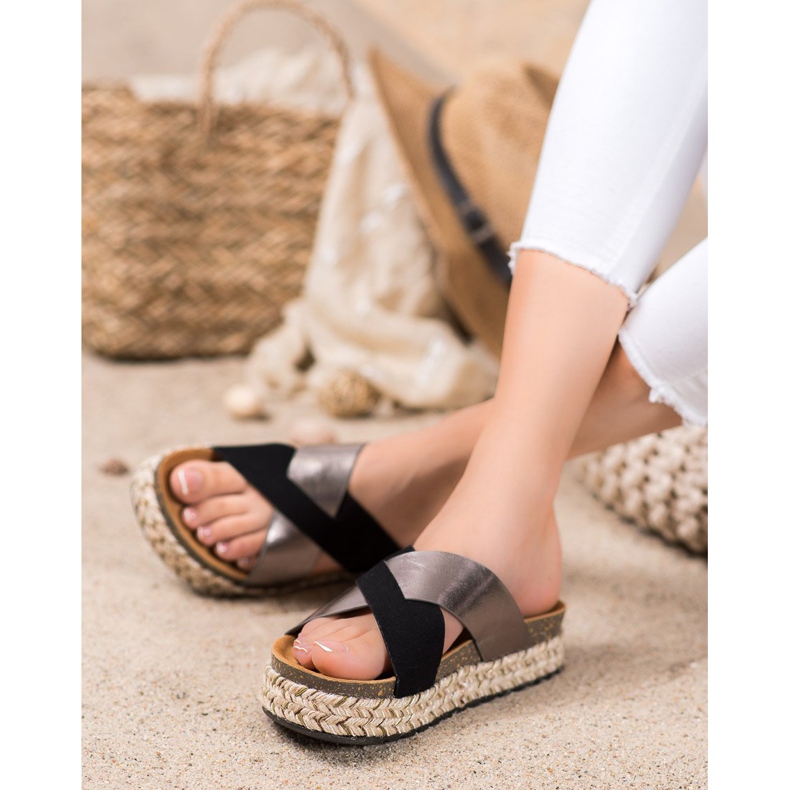 SHELOVET Pantofole Sulla Piattaforma nero grigio 2