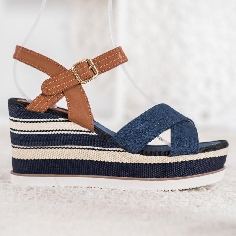 SHELOVET Zeppe blu navy alla moda marrone 2