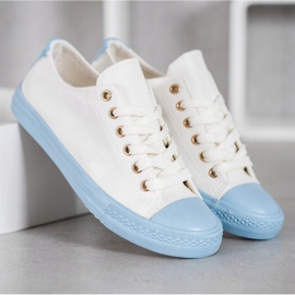 SHELOVET Sneakers in tessuto bianca blu 1