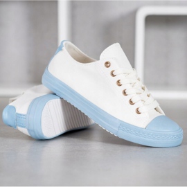 SHELOVET Sneakers in tessuto bianca blu 2