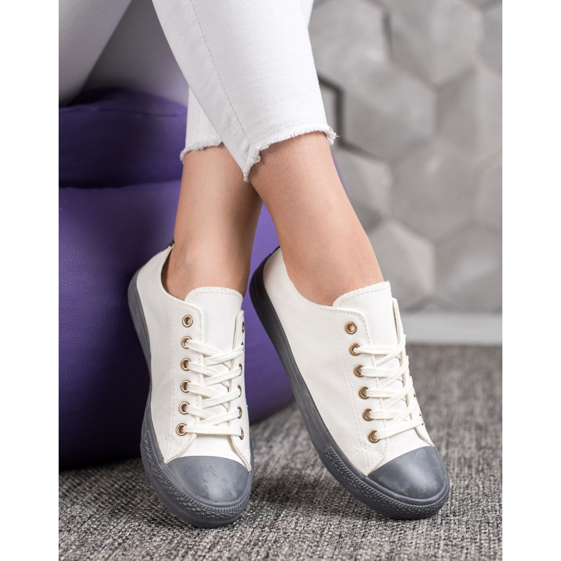SHELOVET Sneakers in tessuto bianco grigio 1