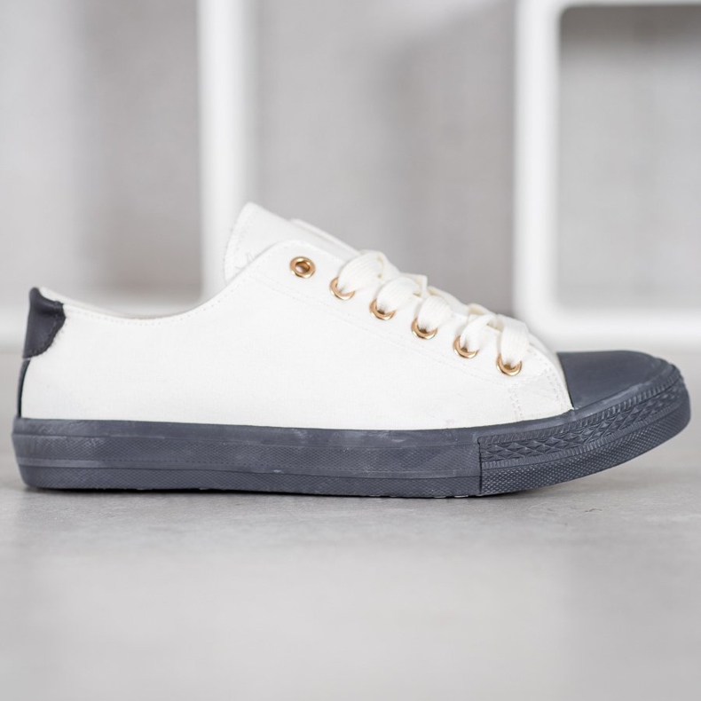 SHELOVET Sneakers in tessuto bianca grigio 2