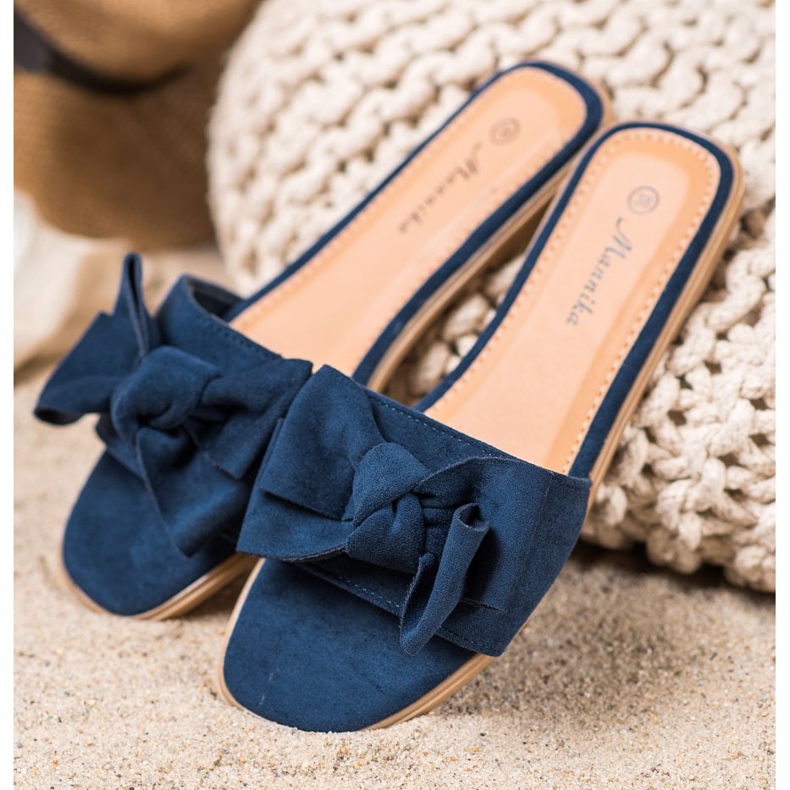 Mannika Pantofole Con Fiocco blu navy blu 1