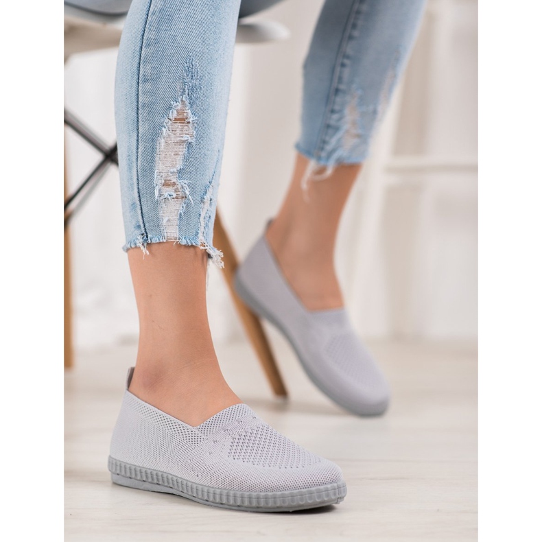 Via Giulia  Sneakers Slip On traforate grigio 2