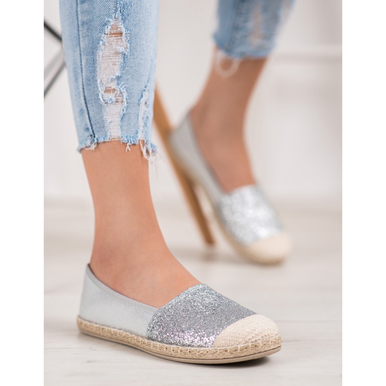 SHELOVET Espadrillas Argento Con Glitter grigio 1