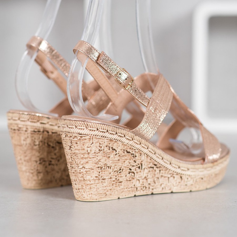 Renda Sandali eleganti con zeppa giallo 1