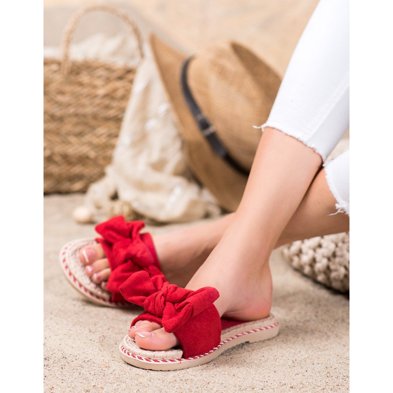 Anesia Paris Eleganti pantofole in pelle scamosciata rosso 1