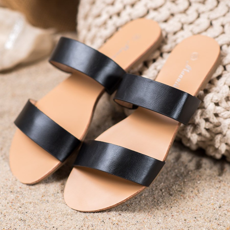 Mannika Pantofole classiche in ecopelle nero 1