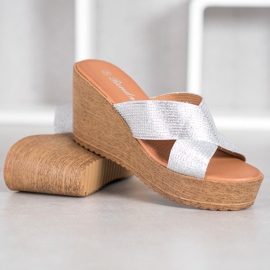 Renda Pantofole con zeppa argento grigio 2