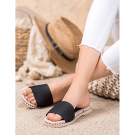 Renda Pantofole nere in tessuto nero 2