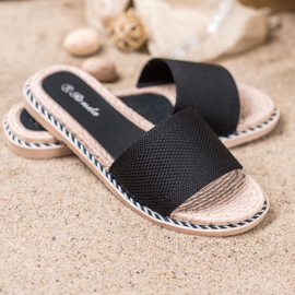 Renda Pantofole nere in tessuto nero 1