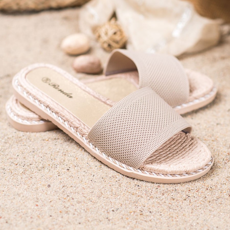 Renda Pantofole in tessuto beige 1