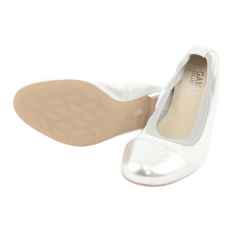 Gamis Comode ballerine in pelle argento d'argento grigio 3