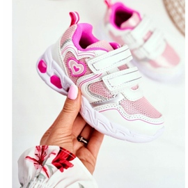EVE Scarpe sportive per bambini Shining White Scarlet Velcro bianco rosa 2