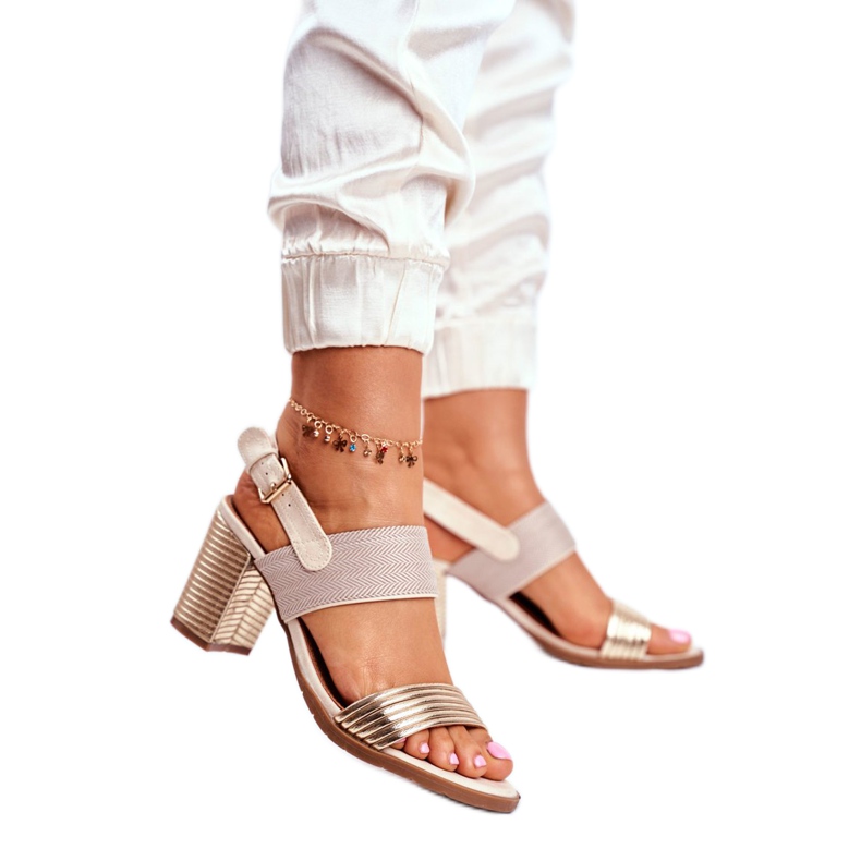 EVE Sandali da donna sul palo Beige e Golden Emmy d'oro 2