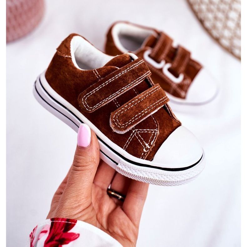 Apawwa Sneakers da bambino con velcro Marrone Stavia 1