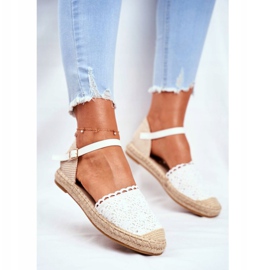 Espadrillas da donna su piattaforma di lino bianco Vienna bianca 2
