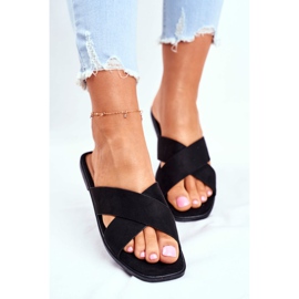 Pantofole da donna, righe, croce, nero Filippine 2