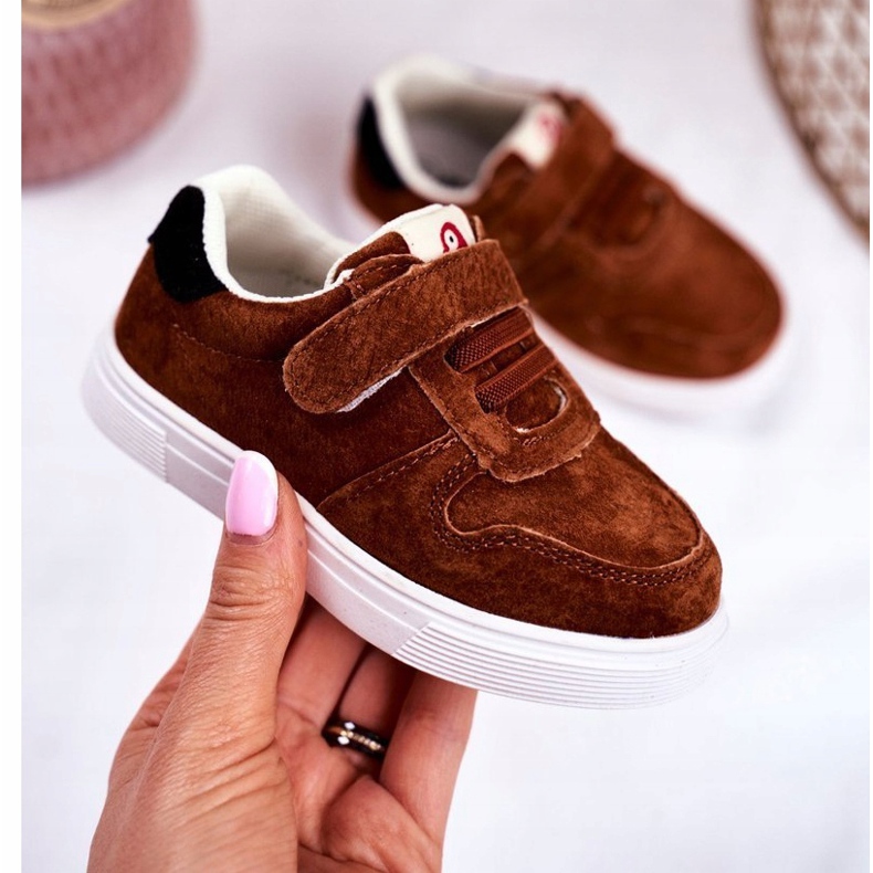Apawwa Sneakers Bambino Scamosciato con Velcro Marrone Trelmo 1