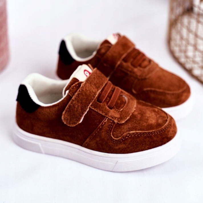 Apawwa Sneakers Bambino Scamosciato con Velcro Marrone Trelmo 2