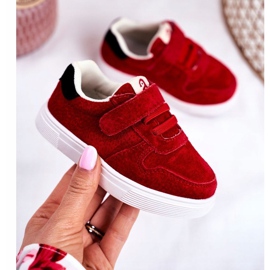 Apawwa Sneakers Bambino Scamosciato Velcro Rosso Trelmo 1
