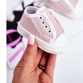 Apawwa Sneakers Bambini Velcro Con Broccato Battesimo Rosa Milley 1