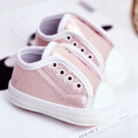 Apawwa Sneakers Bambini Velcro Con Broccato Battesimo Rosa Milley 2