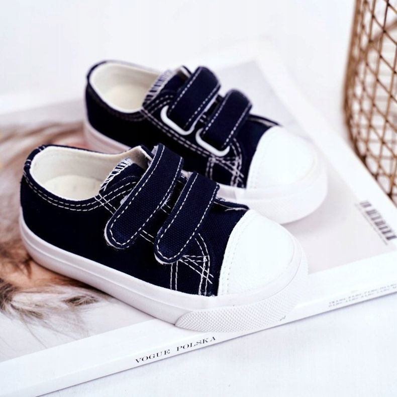Apawwa Sneakers Bambini Blu Navy Fanot con Velcro 2