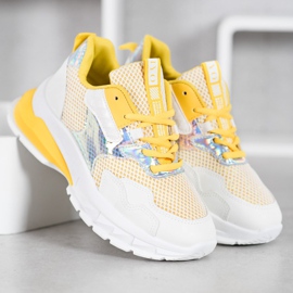 SHELOVET Sneakers Con Rete bianca multicolore giallo 2