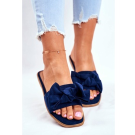 Pantofole da donna della Malesia con fiocchi blu navy 2