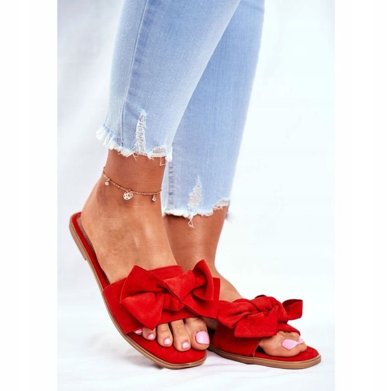 Pantofole da donna della Malesia con fiocchi rossi rosso 1