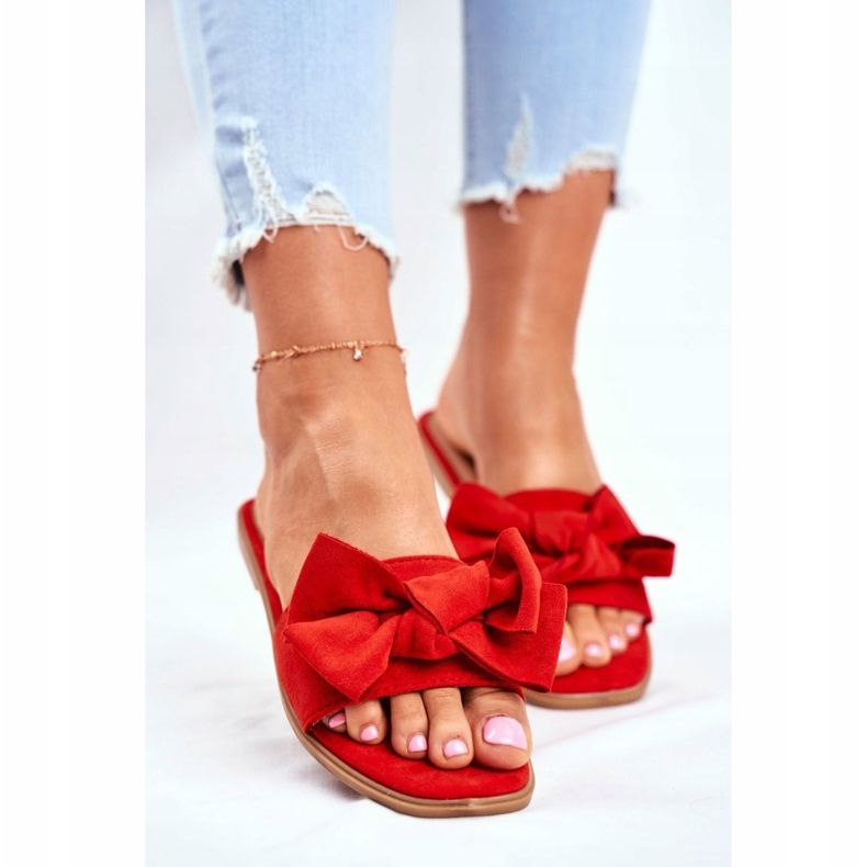 Pantofole da donna della Malesia con fiocchi rossi rosso 2